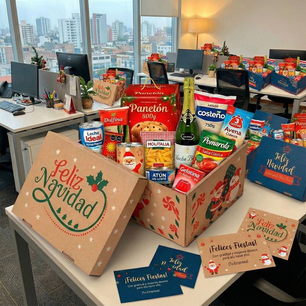 Canastas navideñas en oficina